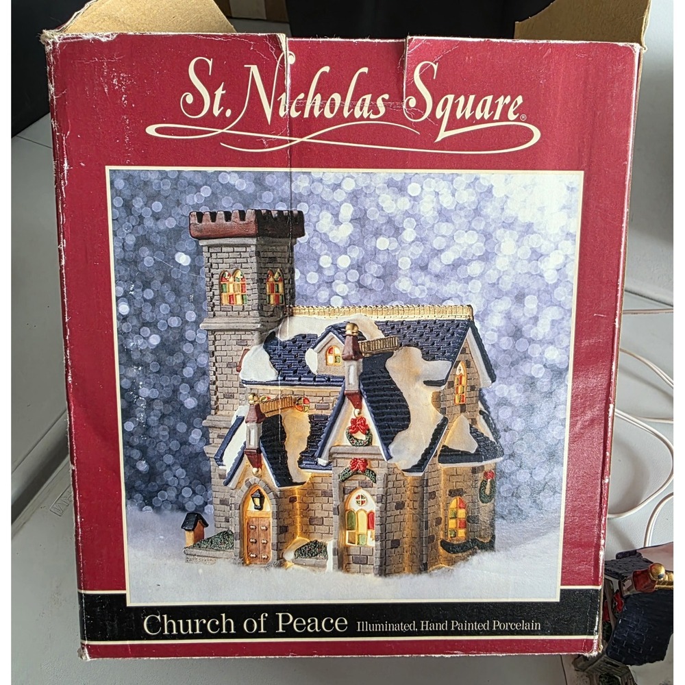 St. Nicholas Square Christmas Church of Peace Hand Painted Porcelain Building